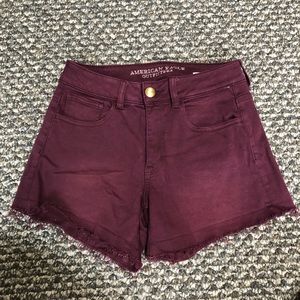 American Eagle maroon high rise shorts